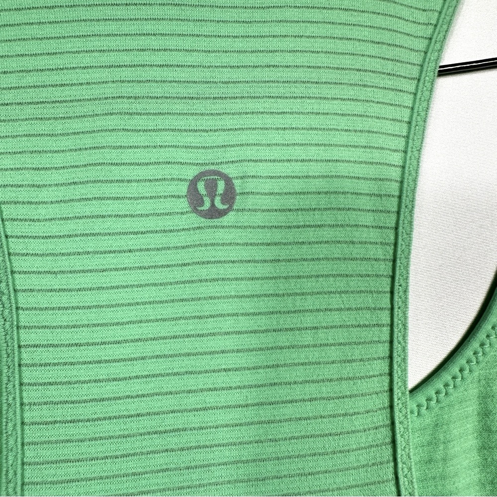 Lululemon Racer Back Tank Top Striped Green and Gray Athletic Top Women’s Size 6 - Picture 5 of 7